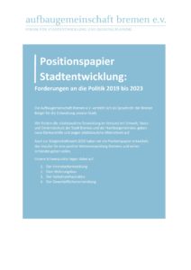 Titelseite Positionspapier Stadtentwicklung 2019 2023